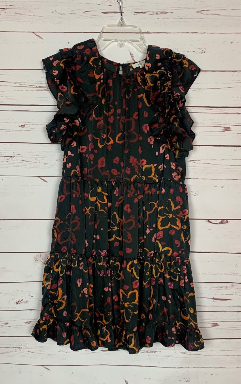 Entro Boutique Women's M Medium Black Ruffle Short Sleeve Boho Cute Fall Dress